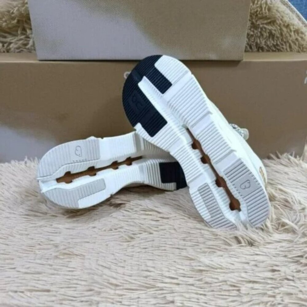 On Running Women's White Sneakers with Tan Accents - Picture 3 of 5